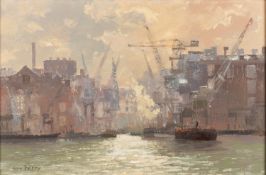 *Roy Perry (British, 1935 - 1993) - Towards Rotherhithe - First Light,