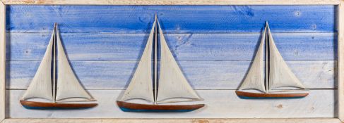 Geoffrey Bickley (British, Contemporary) - Three sailing boats - 37 x 101.