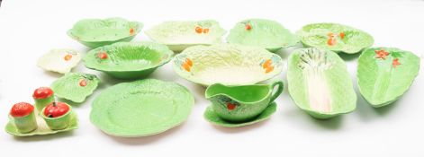 A group of Beswick pottery items - Tomato leaf pattern.