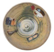 A stoneware bowl attributed to Janice Tchalenko [1942 - 2018] of circular form the interior with