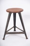 A German Bauhaus laminate wood and metal stool (schemel) by Rowac,