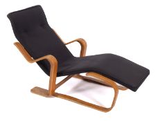A bent laminate 'Long Chair' after Marcel Breuer for Isokon and probably by Windmill Furniture,