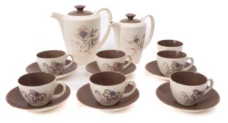 A Poole pottery 'streamline' coffee service, in the Blue Tulip pattern, circa 1960.
