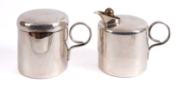 A WMF silver plated hot water jug and cream jug,