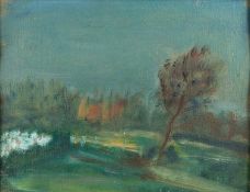 René Hulstaert (French, 1903-1988) - Village scene - Oil on canvas - 21.5 x 27.