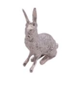Brian Shadbolt a cast silver hare Birmingham 2000, with a Millennium mark 5.5cm (2.1in) high, 83.