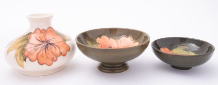 Three pieces of John Moorcroft pottery,