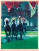After Paul Ambille (French, 1930-2010) - Horse race - Colour lightograph - 65 x 49.