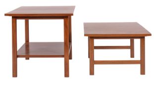 A teak two tier coffee table, circa 1960s; 61cm high, 64cm wide,