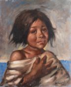 20th Century School - Wartime orphans - Two oils on canvas - Each 46 x 38.