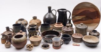 A mixed group of primarily stoneware, including a St.