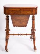 A Victorian walnut and marquetry sewing