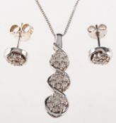A matching necklace & earring set, a 9ct