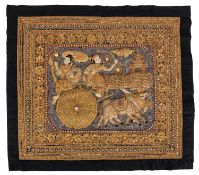 A Burmese kalaga tapestry with raised de