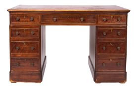 A Victorian mahogany pedestal desk, late