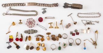 A mixed group of silver and costume jewe