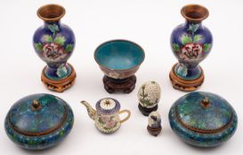 A mixed lot of Chinese cloisonne, 20th c
