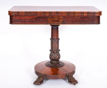 A William IV rosewood card table, circa