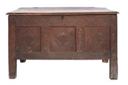 A Jacobean oak coffer, late 17th century