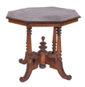 A stained hardwood octagonal centre or o