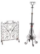 A Victorian wrought iron standard lamp,