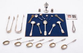 A mixed group of silver and silver plate