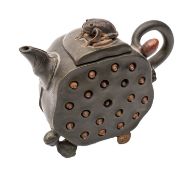 A Chinese Yixing stoneware tea pot of gr