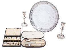 A group of silver items; to include a ca