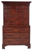 A George III mahogany chest on chest, la
