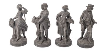 A set of four spelter figures emblematic