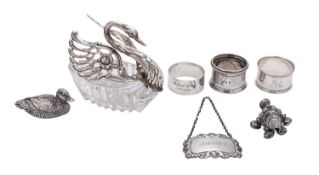 An Elizabeth II silver and glass swan, i