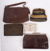 Two leather faux crocodile handbags, a w