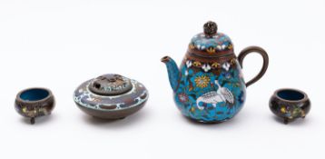 A group of four items of Japanese enamel