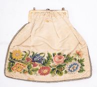 A 19th century silk and needlework bag,