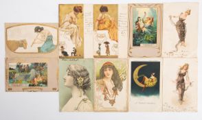 Postcards. Art Nouveau artist cards: 3 R