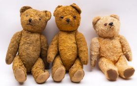 Three mid 20th century blonde plush tedd