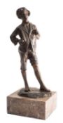 After Parente, a bronze study of a street urchin wearing a peak cap and knotted scarf,