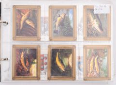 Cigarette card album; Fishing Tackle by Ensign 6, School Badges by Cavanders Ltd 25,