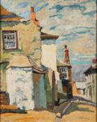 John Anthony Park (British, 1880-1962) - A street in St. Ives - Oil on board - 49.5 x 39.