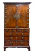 A Queen Anne walnut cabinet on chest, circa 1710,