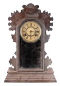 Ansonia, USA an oak Gingerbread shelf clock with a fully glazed front door,