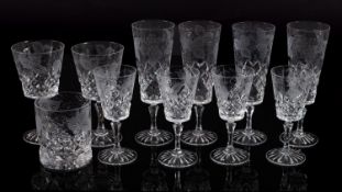 Brierley Hill, a part suite of drinking glasses in the Grapevine pattern,