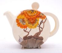 A Clarice Cliff Bon Jour teapot and cover decorated in the 'Rhodanthe' pattern, printed marks,