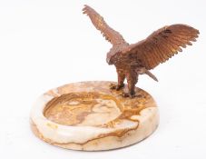 An Austrian cold painted bronze mounted onyx nut dish,