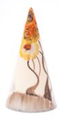 A Clarice Cliff conical sugar sifter decorated in the 'Rhodanthe' pattern, printed marks,