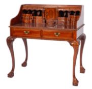A stained hardwood open bureau in George II taste,