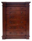 A walnut and crossbanded table top Wellington collector's chest,