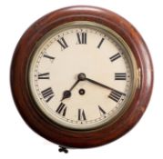 An early 20th century mahogany wall clock having an eight-day duration single-fusee timepiece