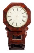 A mahogany drop dial wall clock the eight-day duration,