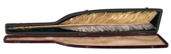 A Victorian silver and silver gilt presentation quill pen, London 1838,